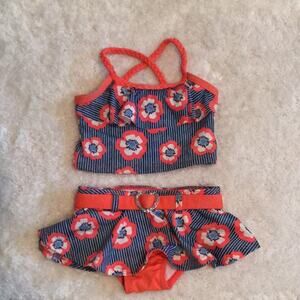 Denim look floral w/peach bikini worn once 2T cute